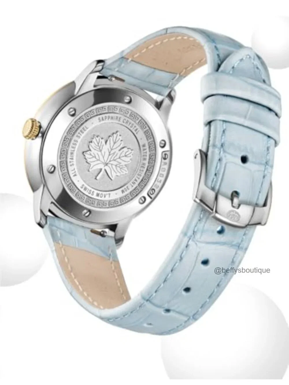 Swiss Quartz Watch with Diamond Bezel, Genuine Leather Strap, Elegant Women's